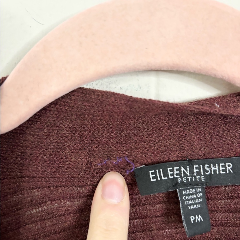 Eileen Fisher petite wool cardigan sweater brown open asymetrical MP - Picture 3 of 7